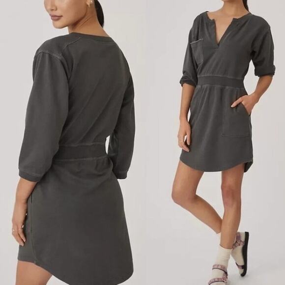 Anthropologie Dresses & Skirts - Anthropologie Daily Practice Gray Utility Sweatshirt Dress Size Small